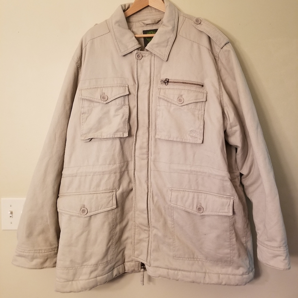 Timberland Men’s Winter/Year Round Coat Tan/ Beige Military/Utilty Style